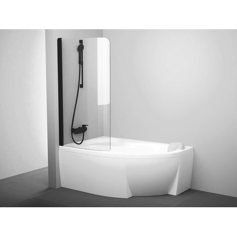 Ravak Rosa - Paroi de baignoire CVSK1-140/150 G, 85x150 cm, noir/verre clair 7QLM0300Y1 (1/2)
