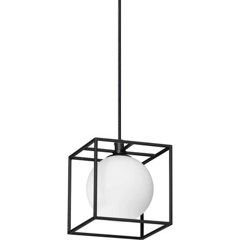 Ideal Lux LINGOTTO Hängeleuchte mit Drahtgestell, mattschwarz, Messing (1/2)