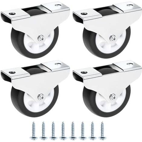 4 roulettes fixes pour meubles Ø50 mm, roulettes en TPE pour armoires, étagères et petits meubles à monter soi-même (1/5)