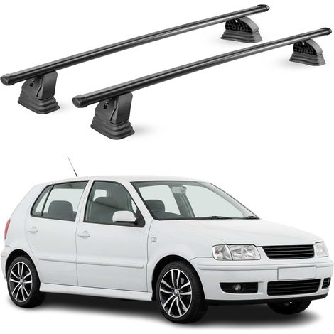 OMAC Barres de toit transversales en acier pour VW Polo mk3 HB Break 1994-2002 – TÜV / DIN 75302:2019 – Antivol inclus – Rainure en T (accessoires) – Charge max 75 kg – 2 barres – Noir (1/4)