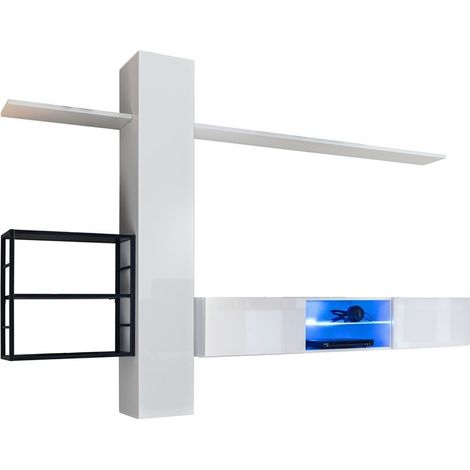 Ensemble meubles de salon style industriel SWITCH M5 – Coloris blanc – LED intégrées