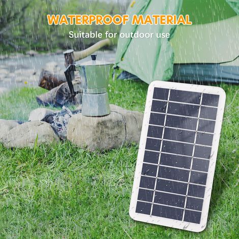 Chargeur solaire portable 2W 5V, panneau étanche pour le camping avec prise micro USB, charge de téléphones portables, mini ventilateurs, lumière LED, moniteur domestique, caméra