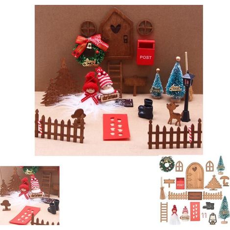 -Set mit frechem Wichtel, dekorative Miniatur für die Tür, Mini-Weihnachtsset.