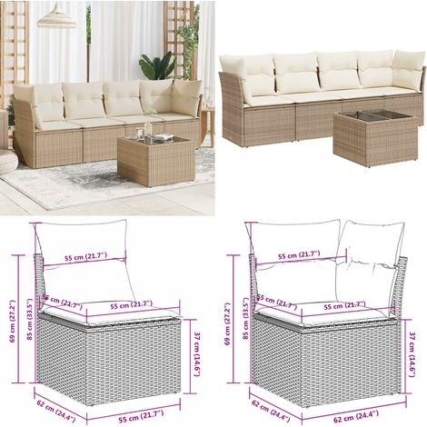 5-tlg. Garten-Sofagarnitur mit Kissen Beige Poly Rattan - Gartensorte - Esszimmergarnituren - Lounge Möbel - Outdoor Sofa - Gartenmöbel Set - Home & Living (1/5)