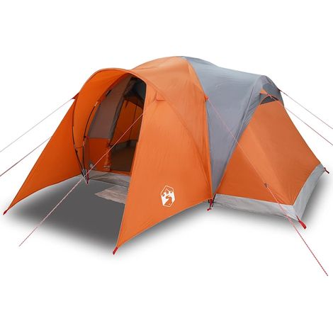 vidaXL Tienda familiar con cúpula impermeable 6 personas gris naranja (1/2)