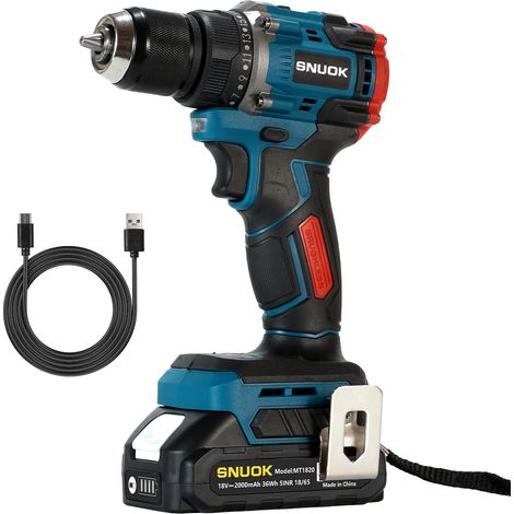 SNUOK 50N.m Brushless 18V Cordless Drill 2-in-1, 1x 2.0Ah Battery, Type-C Charging (1/5)