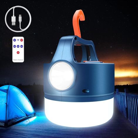 Wiederaufladbare LED-Laterne, USB- oder Solarbetrieb, 2400 mAh Campinglampe, 5 Modi, wasserdicht, tragbar, Hängelampe - Crezuo