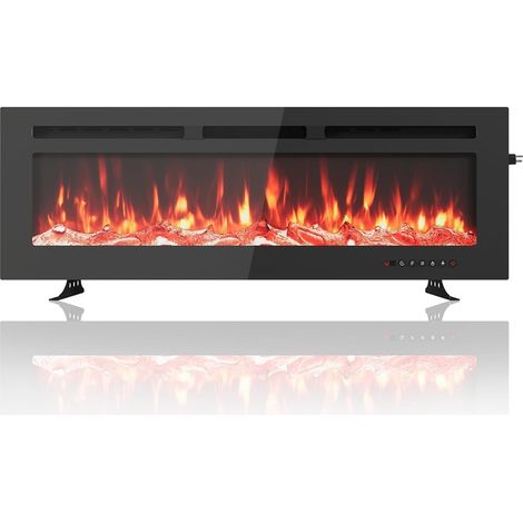 Cheminée Électrique Murale 60 Pouces avec Effet Flamme 3D, Chauffage 1800W et Télécommande (1/5)
