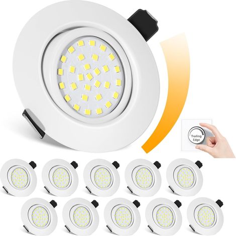 Spot LED Encastrable Dimmable,Extra Plat-25mm Spot Orientable ,Encastré Lampe 6000K Blanc Froid 5W 600LM Equi. 70W Ampoule Halogène IP44 Plafonnier Encastré,pour salle de bain, salon, boite de 10 (1/5)