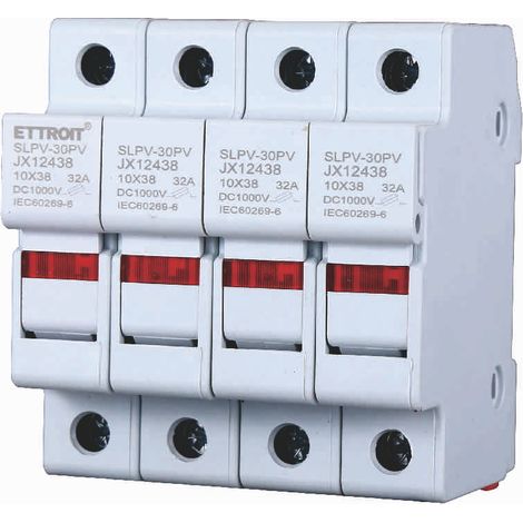 ETTROIT JX12438 Sicherungshalter Unterstützung für zylindrische Sicherungen Sockel RT18-32 4P DIN 10 x 38 mm AC/DC