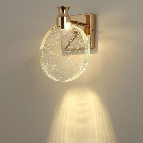 Applique murale en cristal doré, luminaire design scandinave haut de gamme pour salon, lampe ronde moderne grand format, éclairage mural élégant intérieur, finition or luxueuse (1/4)