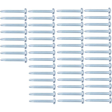 50 vis auto-perceuses tete ronde acier carbone zincees taille 4.8x38mm grises materiel bricolage maison bureau (1/5)
