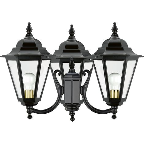 Luminaria para poste 3 brazos ELITE 6 IP44 E27 3x42W 450mm Cristal matizado Negro