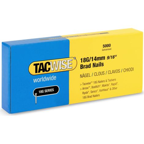 Tacwise 1724 Chiodi Brad Galvanizzati Tipo 18G / 14 mm, Confezione da 5000, Argento (1/4)