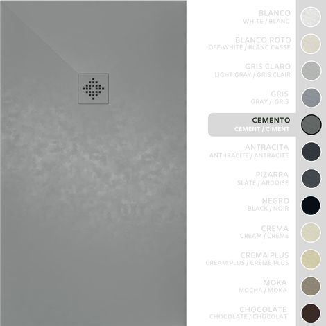 SOULBATH Receveur de Douche -Résine -Gel Coat -Texture Lisse/Pierre -Antidérapant -Couleur Gris Ciment - 200x100- Extra plat 3cm. Bonde de Vidage incluse - GRILLE MÊME COULEUR (1/5)