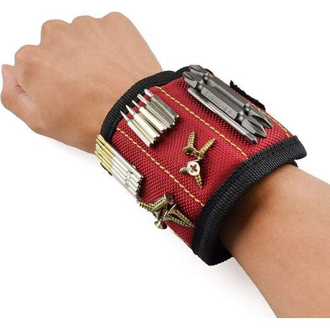 Magnetic Wristband, 10 Strong Magnets Magnetic Wristband for Holding Screws, Nails, Bits, Fasteners, Washers, Bolts, Scissors, Small Tools and Bag Screws, Drills (1/5)