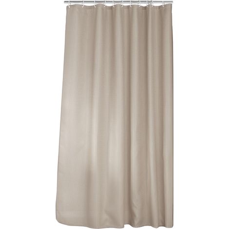 Rideau de Douche avec Crochets (180 x 200 cm) Quartz Taupe, Jacquard Uni (1/3)