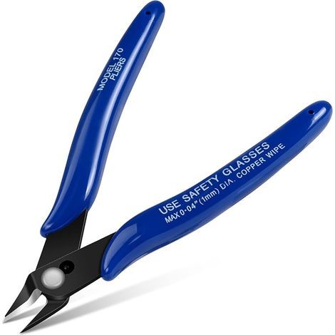 Petite Pince Coupante, Coupantes de Côté, Pinces Coupantes Latérales Precision, Outillage Electricien Cutter Affleurant pour Fils Durs, Mous et Extrêmement Fins, Bleu (1/4)