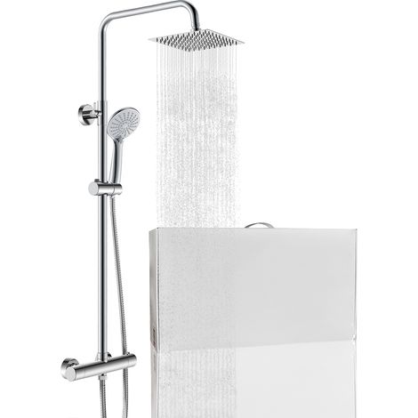 Colonna doccia con miscelatore termostatico, doccino rotondo 230x108mm con 3 modalità di getti, cromo (1/5)