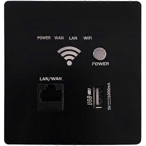 Prise USB AP300Mbps murale, routeur sans fil intégré, chargeur mural, panneau de prise de charge Wi-Fi USB, noir (1/5)