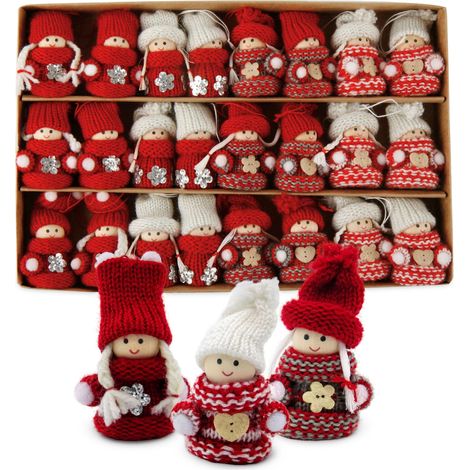 Christbaumschmuck Wichtelkinder - 24er Set - Weihnachtswichtel zum Hängen Weihnachtsbaum Deko
