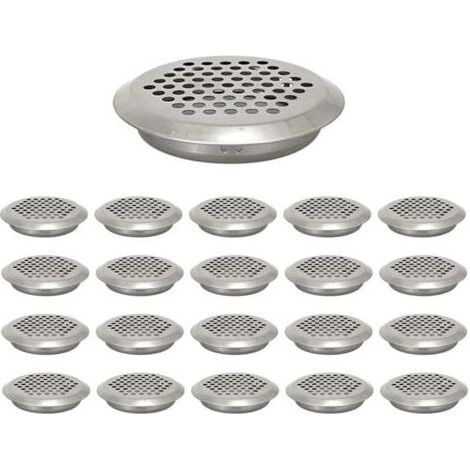 Lot de 20 grilles d'aération circulaires en acier inoxydable pour armoire, salle de bain, bureau, cuisine - 35 mm (1/5)