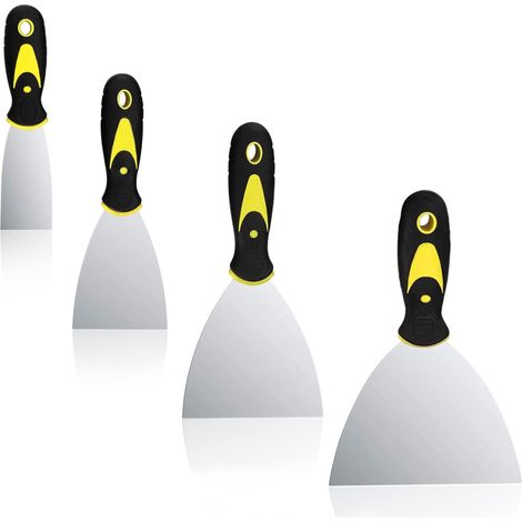 Couteau à Enduire, jeu de 4 Spatules en Acier Inoxydable, 40 mm, 75 mm, 100 mm, 150 mm, pour le Remplissage ou le Grattage de la Peinture (1/5)