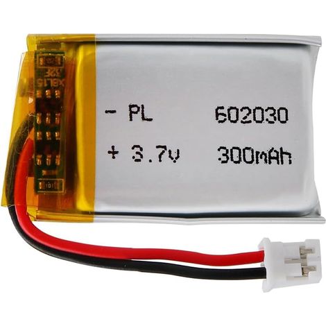 Batterie Lipo 3,7 V, 300 mAh 602030 Lithium-polymère avec Connexion 2P-PH avec Pas de 2,0 mm (1/5)