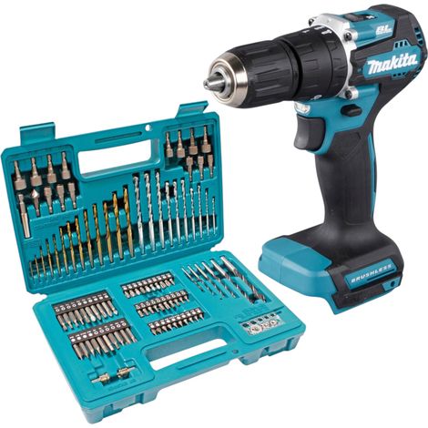 Makita DHP 487 Z Perceuse-visseuse à percussion sans fil 18 V 40 Nm Brushless + 102 pces Jeu de forets Bit - sans batterie, sans chargeur (1/4)