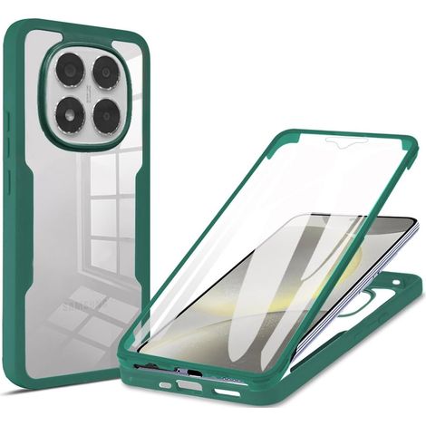 Coque pour Xiaomi Redmi Note 15 Pro+ Plus 5G/Poco M8 Pro 5G, Protection D'écran Intégrée Housse Antichoc Militaire Double Face, Case Bumper Anti-Rayures en Silicone Transparent à 360°. Vert (1/5)
