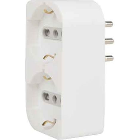 ADATTATORE SCHUKO DOPPIO SALVASPAZIO 16A 2P+T - presa 16A 2P+T - Colore Bianco