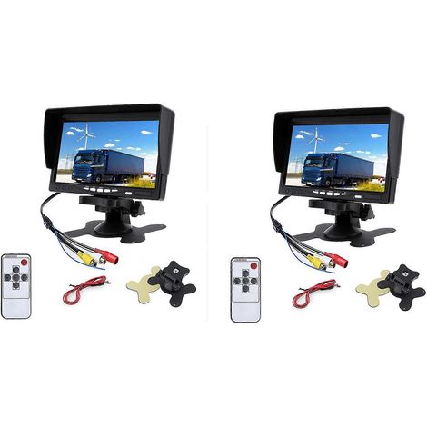 2 monitores TFT LCD a color HD de 7 pulgadas, 12V-24V, para cámaras de visión trasera CCTV de coches y camiones. (1/5)