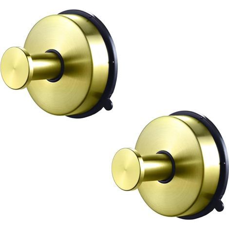 2 Piezas de Gancho con Ventosa de Acero Inoxidable, Toallero para Baño, Colgador de Paños de Cocina, Perchero, Dorado (1/5)