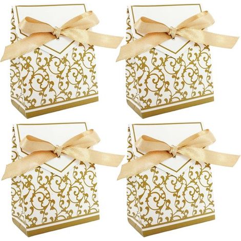 Scatole regalo per caramelle - 50 pezzi - Scatole regalo in carta dorata per feste e occasioni (1/5)