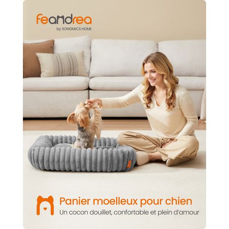 Panier pour Chien, Panier Orthopédique de Taille Moyenne, Coussin Chien Lavable, Moelleux, Rembourrage Doux, 71 x 55 x 18 cm, Gris Tourterelle (1/5)
