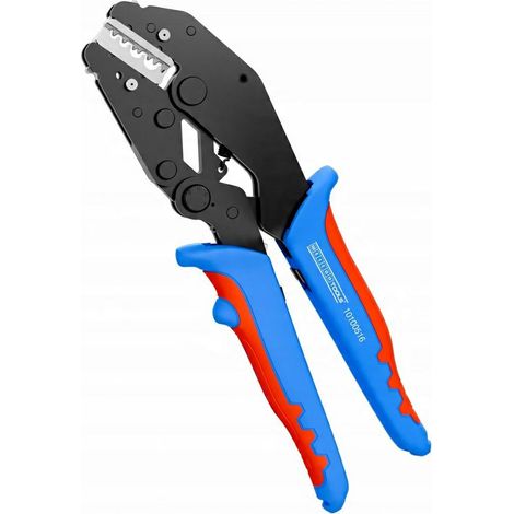 WEICON TOOLS WEICON de ERGO pinza per crimpare, WEICON de pinza per crimpare ergonomica con caricatore intercambiabile, de pinza per filo, de meccanismo automatico a cricchetto, blu/rosso