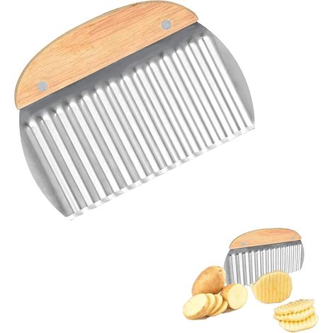 Coupe-légumes en acier inoxydable 16x12 cm avec manche bois, pour pommes de terre et oignons, outil de cuisine