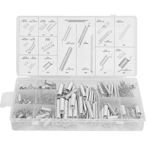 200-teiliges Set mit 20 verschiedenen Größen von Zug- und Druckfedern, inklusive Box