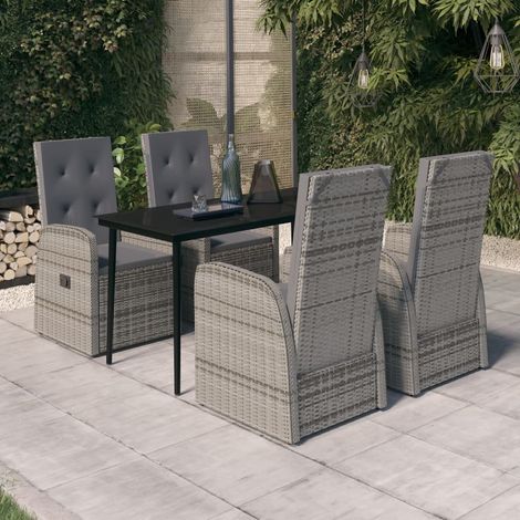 Ensemble Table et Chaise de Jardin 5 pcs - Ensemble de salle à manger de jardin avec coussins Gris BV357597 - BonneVie (1/5)