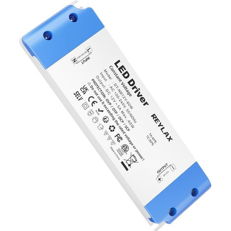 Transformateur LED 12V 60W 5A, AC 220v à 12v DC Continu Alimentation Transfo, Ultra Mince Convertisseur de Basse Tension Constante pour G4, GU5.3, MR11, MR16 Lampes (1/5)