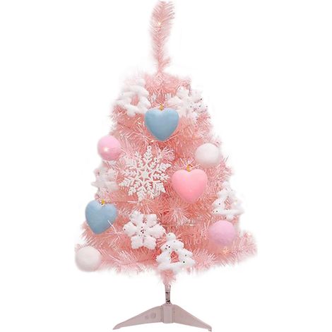 Sapin de Noël miniature en forme de cœur à pompons roses de 60 cm - Ensemble de cœurs roses de 60 cm (1/2)