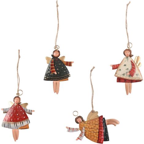 Lot de 4 pendentifs anges dansants en métal pour sapin de Noël, décorations à suspendre pour la maison et les fêtes. (1/5)