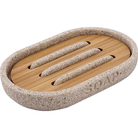 Nimco Kora lavabo distributeur de savon sable et bois de bambou KO 24059-86 (1/5)
