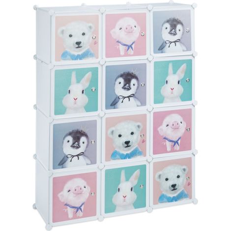 Armadio modulare per bambini 6 cubi 2 cubi alti asta appendiabiti pratico cameretta accogliente in MDF bianco 130011150