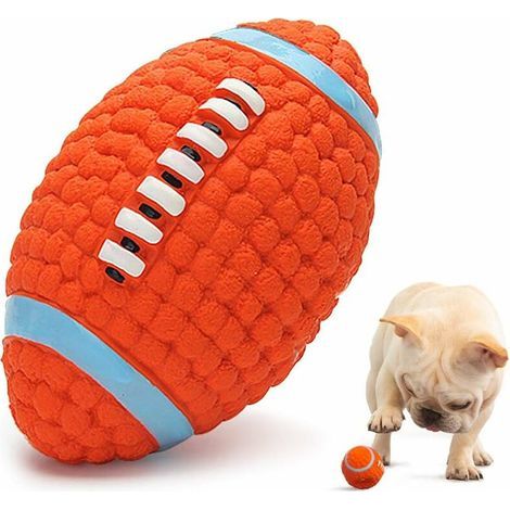 Juguete de rugby para perros, pelota de látex, juguete interactivo para coleccionar y jugar, pelota flotante para perros pequeños y medianos (juguetes chirriantes para perros). (1/5)