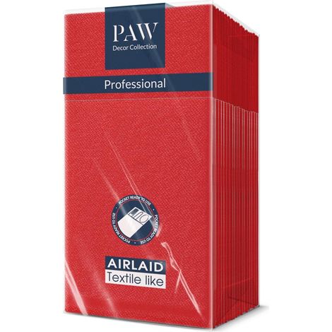 Serviettes Pochette Effet Tissu 1/8, 25 pièces - Toucher Doux Rouge (1/5)