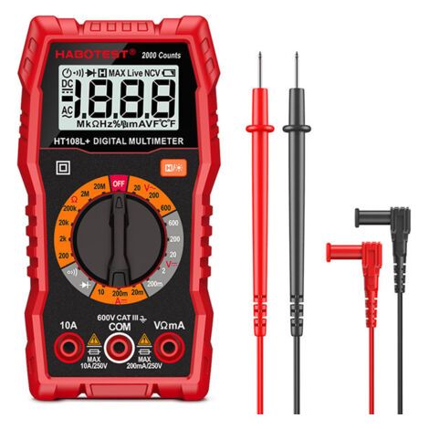 Multimètre Numérique, Multimètre Digital, Voltmètre Multifonctions 2000 Comptes, Testeur Électrique, Ohmmètre, Mesure La Tension CA/CC, Courant CC, Résistance, Continuité, Diode NPTERBL (1/5)