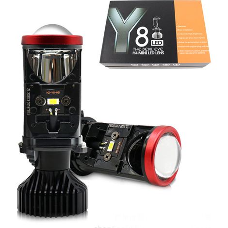 2PCS H4 Ampoule LED Phare Mini Double Faisceau Projecteur Spot Très Lumineux pour Voiture Moto (1/5)