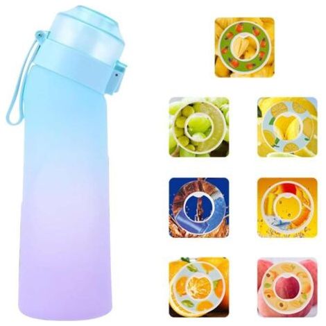 Générique Gourde Sport, avec Lot de 7 capsules aromatiques pour bouteille d'eau, Pods parfumés pour eau aromatique 0 sucre, Sans BPA, bouteille d'eau étanche, pour gym, bureau, course à pied,Dégradé b