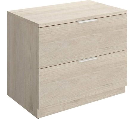 Dmora - Nachttisch Cervinara, Niedrige Kommode, Tisch, Multifunktionaler Nachttisch, 50x34 h46 cm, Eiche